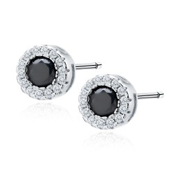 Cercei argint cu piatra neagra DiAmanti Z1128E_B-DIA (Argint 925‰ 1,4 g.)